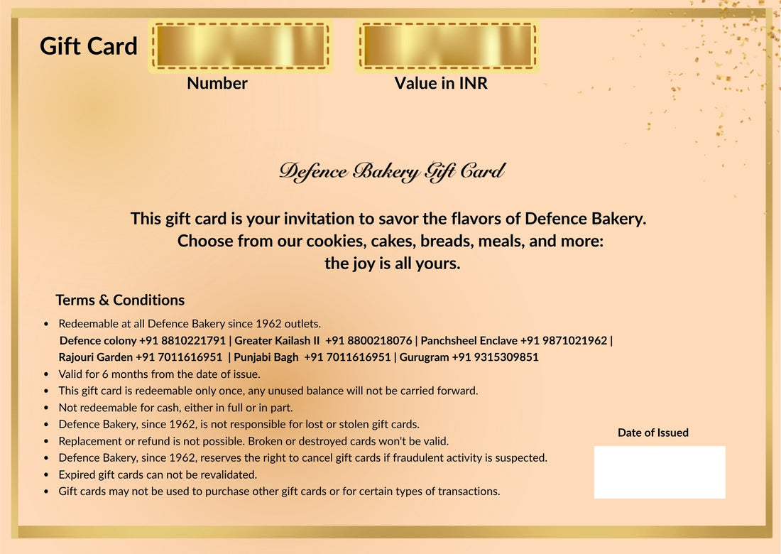 Defence Bakery Gift Card