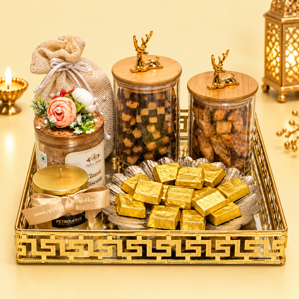 Golden Celebration Diwali Tray Hamper