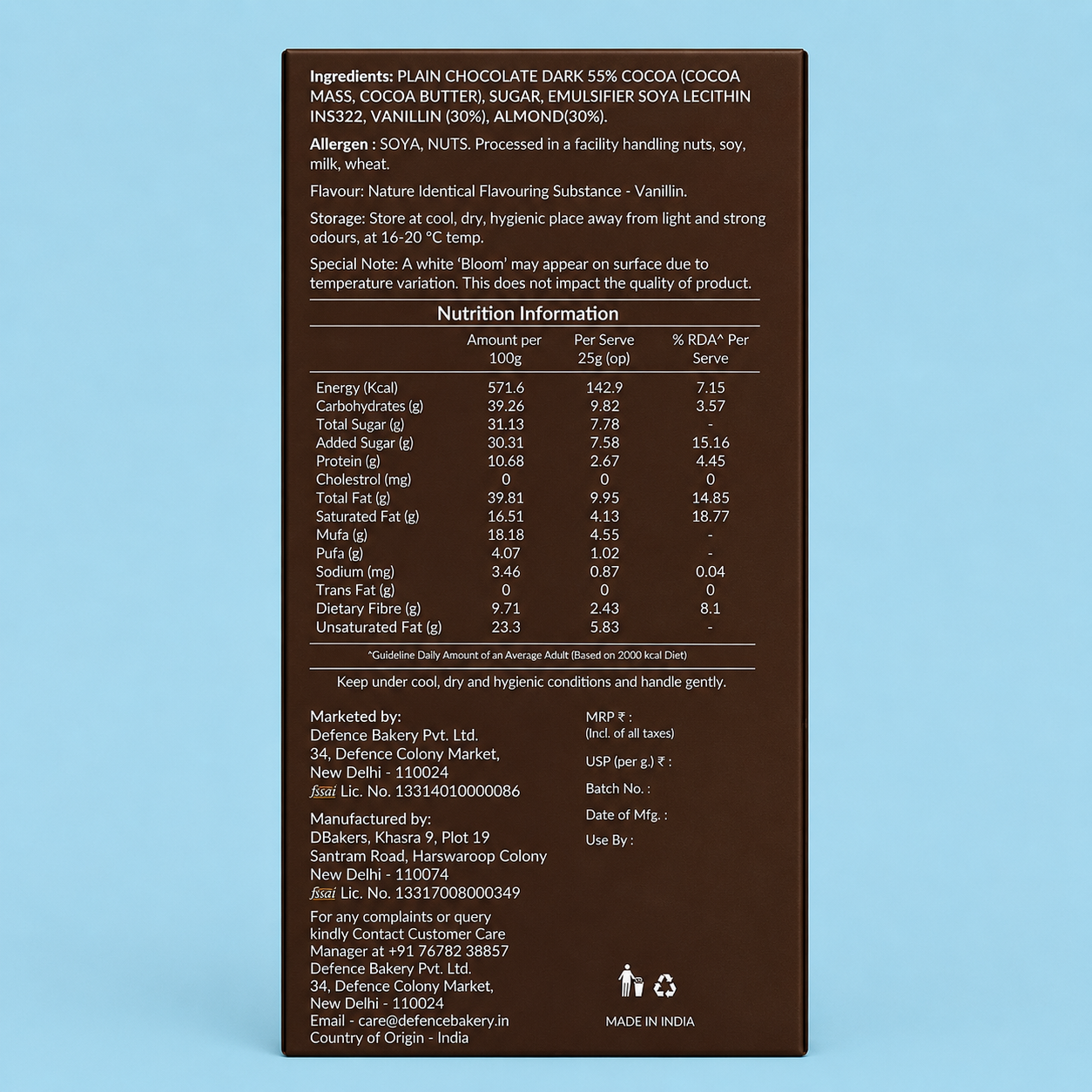 Dark Chocolate Almond 55%