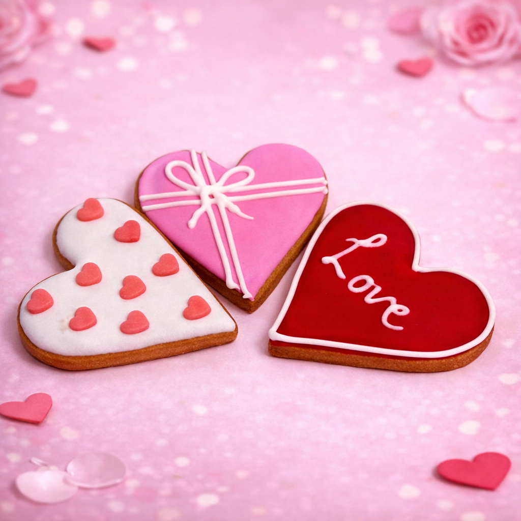 Heart Shaped Iced Cookies (Pack of 3)